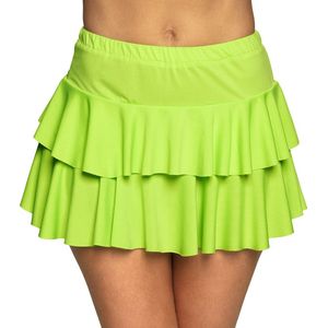 Boland - Minirokje Ruffles neon groen (M) - Volwassenen - Student - 80's & 90's - Disco