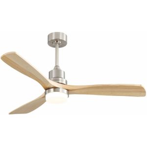 52 inch plafondventilator met dimbare led-verlichting, 6-snelheden afstandsbediening, 3 houten bladen, omkeerbare DC-motor voor slaapkamer