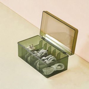Kabeldoos met Deksel - Kabelorganizer met 6 Roosters, Transparante Opbergdoos voor Kabels en Oplaadstekkers, Inclusief 12 Stickers en 10 Kabelbinders