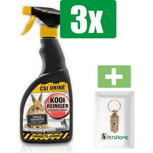 CSI Urine Kooireiniger spray 500 ml - Vlekkenreiniger - 3 stuks - Inclusief PetsHome Goudkleurige Adreskoker