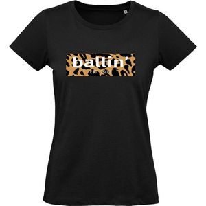 Ballin Est. 2013 - Dames Tee SS Panter Block Shirt - Zwart - Maat XL