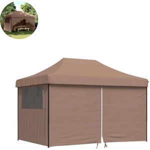 Partytent opvouwbaar - Paviljoen - 3x4 - Easy up - Waterdicht - Met Zijwanden - Weerbestendig - Bruin