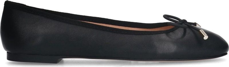 Manfield - Dames - Zwarte leren ballerina's - Maat 37
