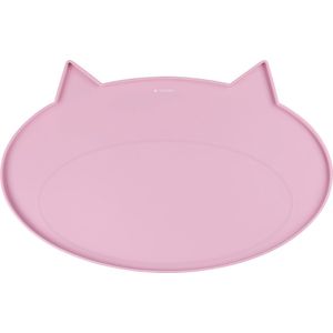 Navaris siliconen voederbakmat voor katten - Waterdichte anti-slip mat voor voerbak en waterbak - 50x32 cm - In roze kattendesign
