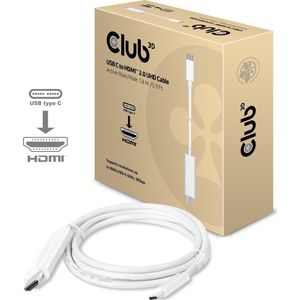 club3D CAC-1514 USB-C-displaykabel USB-C / HDMI Adapterkabel USB-C stekker, HDMI-A-stekker 1.80 m Wit