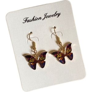 Oorbellen dames vlinder - Multicolor - Oorbellen meisje - Oorbellen met vlinder hanger - Vriendschap - Vriendschapsoorbellen - Vlinder oorbellen zilver kleurig staal - Vlinder sieraden - Multicolor