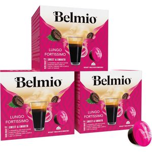 Belmio - Dolce Gusto Capsules - Lungo Fortissimo - Intensiteit 8 - Voordeelverpakking 3 x 16 cups - 48 stuks