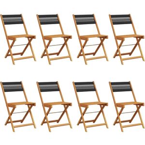 vidaXL Tuinstoel - Tuinstoelen - Inklapbare Tuinstoel - Tuin Stoel - Tuinstoelen 8 st inklapbaar massief acaciahout zwart