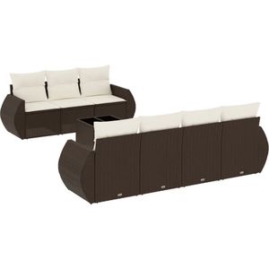vidaXL Loungeset - 8-delig - Poly Rattan - Bruin Loungebank - Lounge Set - Buitendecoratie - Tuinmeubels - Rattaan Meubel