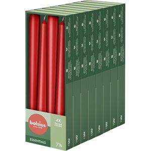 Bolsius - Gladde Dinerkaarsen - 24,5 cm - 32 stuks - Rood