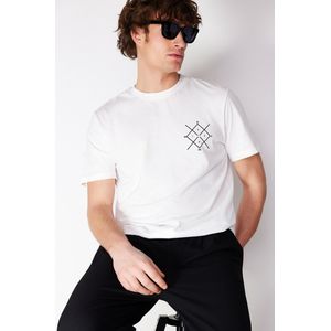 Trendyol TMNSS20TS0984 Volwassenen Mannen T-shirt - ecru - M