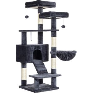 Luxe Krabpaal Frona - 50x45x142cm - Voor Katten - Zwart - Zachte Kattenmand - Hangmat - Kattenspeelgoed - Geschikt voor kleine en grote kittens