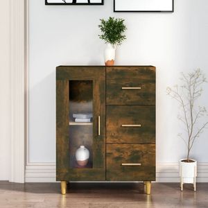 The Living Store Dressoir - Bijzetkast - Gerookt eiken - 69.5 x 34 x 90 cm