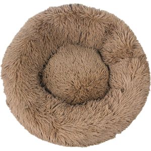 KUSSIES® Kussen 40 Cm Met Wasbare Hoes - Lichtbruin - Hondenkussen Kattenkussen - Donut Ronde Kattenmand Kat Puppy Harige Bruin Bruine Lichtbruine