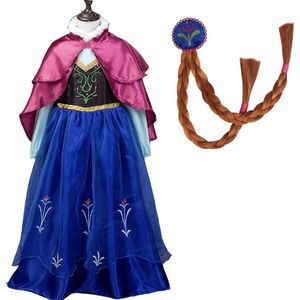 Prinsessenjurk meisje + Vlecht - Sinterklaas Cadeau - Verkleedjurk - Prinsessen speelgoed - Het Betere Merk - maat 146/152 (150)- Roze cape