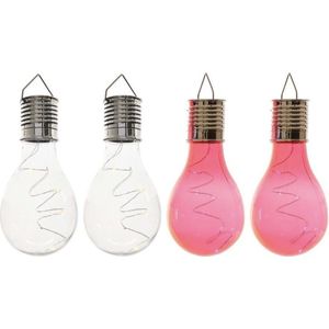 4x Buiten/tuin LED wit/rood peertjes solar verlichting 14 cm - Tuinverlichting - Tuinlampen - Solarlampen op zonne-energie