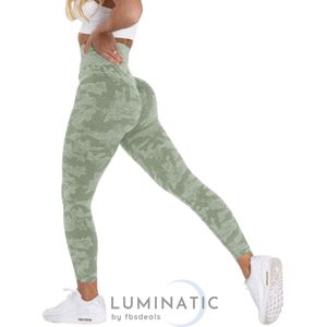 Sportlegging Dames - Yoga Legging - Fitness Legging - Legging Dames - Sport Legging - Shapewear Dames - Camouflage Broek - Camo | Luminatic® | Groen | XS