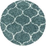 Tapijtenloods Opera Soft Shaggy Rond Hoogpolig Vloerkleed Blauw / Turquoise- 80 CM ROND