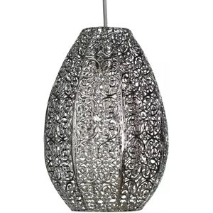 Lampenkap hanglamp met een zuiders motief Staal met nikkel afwerking