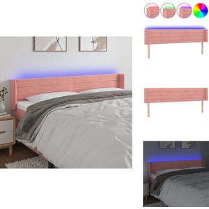 vidaXL Hoofdbord - Hoofdborden - Hoofdeinde - Houten Hoofdbord - Hoofdbord LED 163x16x78/88 cm fluweel roze