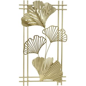 Gouden Blad Muurdecoratie - Elegante Wanddecoratie - 1 stuk - Goud - Metaal - 46 x 26 x 2 cm