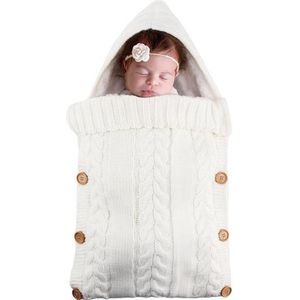 BonBini's® baby voetenzak - babyvoetenzak buggy - wandelwagenvoetenzak- babydekentje met knopen - 75 x 35 cm - 0-3 maanden - WonderfulWhite