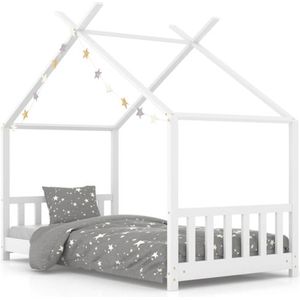 vidaXL - Kinderbedframe - massief - grenenhout - wit - 70x140 - cm