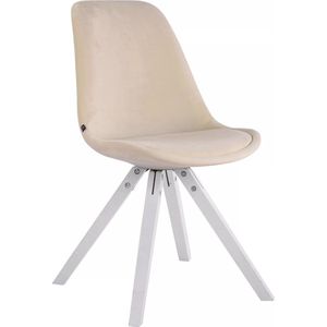 In And OutdoorMatch Bezoekersstoel Mckenna - Eetkamerstoel - Creme velvet - Witte poten - Set van 1 - Zithoogte 48 cm - Deluxe