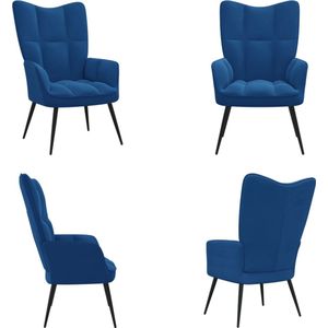 vidaXL Relaxstoel fluweel blauw - Relaxstoel - Relaxstoelen - Fauteuil - Fauteuils