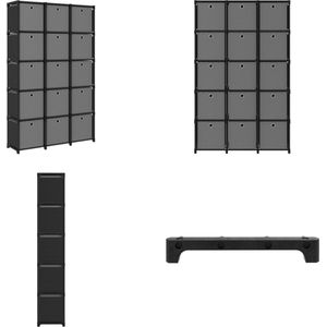 vidaXL Kast met 15 vakken met boxen 103x30x175-5 cm stof zwart - Opbergkast - Opbergkasten - Opbergrek - Opbergrekken