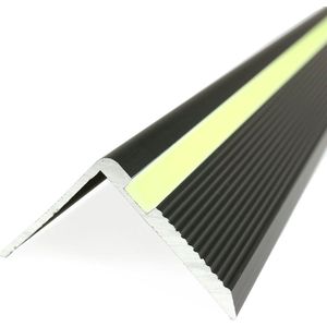 Aluminium trapneusprofiel glow-in-the-dark 1000 x 33 x 33 mm Grijs 33 mm x 1000 mm x