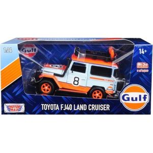 Toyota FJ40 Land Cruiser GULF (Lichtblauw) (16 cm) 1/24 Motor Max [Mijo Exclusives 1 of 2400pcs] - Schaalmodel - Modelauto - Model auto - Minatuurautos - Miniatuur auto