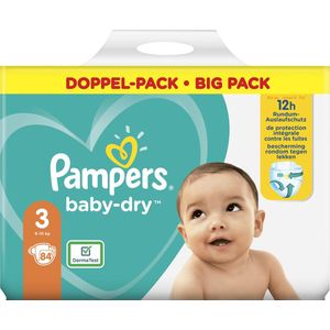 Pampers - Baby Dry - Maat 3 - Mega Pack - 84 luiers + inbegrepen 1 x pampers doekje fresh clean 52 wipes