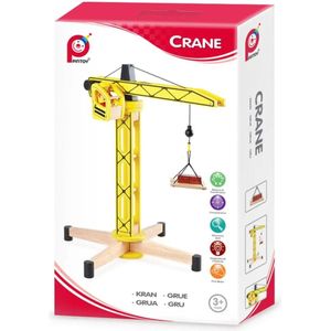 Pintoy houten hijskraan - 38,5 x 56 x 61,5 cm - 360 graden draaien - Educatief speelgoed