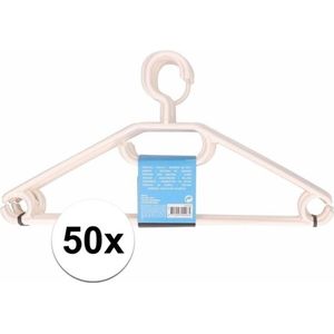 50x plastic kledinghangers wit