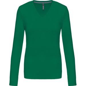 Kariban Dames t-shirt V-hals lange mouwen K382 - Kelly Green - XL