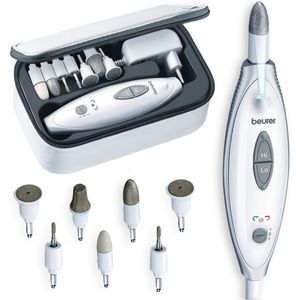 Beurer MP 41 Elektrische nagelvijl – Nagelfrees – Elektrisch manicure en pedicure apparaat - 7 Opzetstukken – LED licht - Beschermkap – 2 Snelheden – L en R draaiend - Netvoeding – Incl. opbergetui