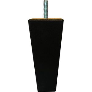 Meubelpoot zwart taps 5,5 bij 5,5 cm en hoogte 13 cm van massief hout (M8) - Set van 4 stuks