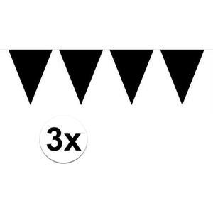 3Mini vlaggenlijn / slinger - verjaardag - zwart - 300 cm