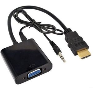 Hdmi naar VGA Converter Adapter 1080P met 3.5mm Audio HD Kabel Video Kabel Converter Adapter voor PC Desktops Laptops - Zwart