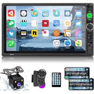 Autoradio met Klapscherm – Apple Carplay & Android Auto – Met 7 Inch Scherm – met Afstandsbediening – Met Achteruitkijkcamera – USB, Aux, Bluetooth - Zwart