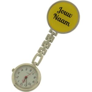 Treasure Trove® Gepersonaliseerd Verpleegster Horloge – Zusterhorloge met Naam – Dames – Heren – Geel – 25mm