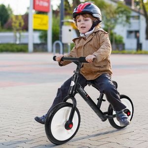 Kinderloopfiets, Loopfiets, Kinderfiets, 2-İn-1, Kinderfiets Met Zijwieltjes En Pedalen, 2-5 Jaar, Zithoogte Verstelbaar, Pp, Zwart, 85 X 36 X 54 Cm