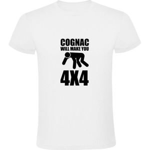 Cognac will make you 4x4  Heren T-shirt | drank | alcohol | sterke drank | Wit