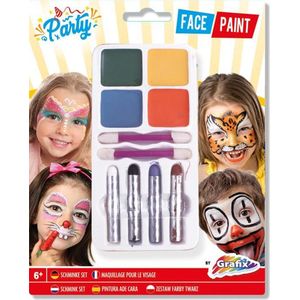 Schmink set Grafix - Schmink kinderen | 4x schmink voor het gezicht - 4x schminkstiften - 2x aanbreng staafjes - Halloween