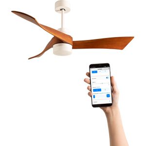 CREATE - Plafondventilator 40W silent Ø132 cm - Met Wifi - Met Afstandsbediening - 6 Snelheden - Timer - Zomer/Winter functie - Wit - WIND CURVE