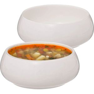 Secret de Gourmet Soepkommen/serveer schaaltjes - 8x - Nora - porselein - D15 x H6 cm - ivoor wit