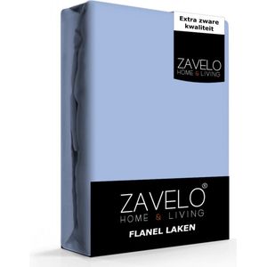 Zavelo Deluxe Flanel Laken Blauw - 1-persoons (180x290 cm) - 100% katoen - Extra Dik - Zware Kwaliteit - Hotelkwaliteit