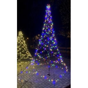 Distri-Cover SMART vlaggenmast kerstboom - 4 meter – 640 Dual LED verlichting: warm wit & multicolour - app-bediening: 10 licht-functies, timer, dimmer