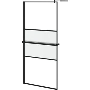 vidaXL Inloopdouchewand met schap 100x195 ESG-glas Inloopdouchewand - Douchewand - Douchescherm - Modern - Minimalistisch